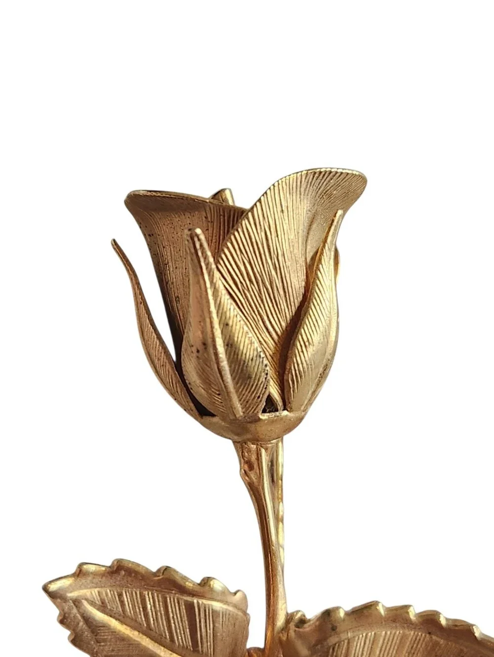 Vintage Giovanni Signed Gold Rose Brooch 1960s Mid Century Floral Botanical Pin‎